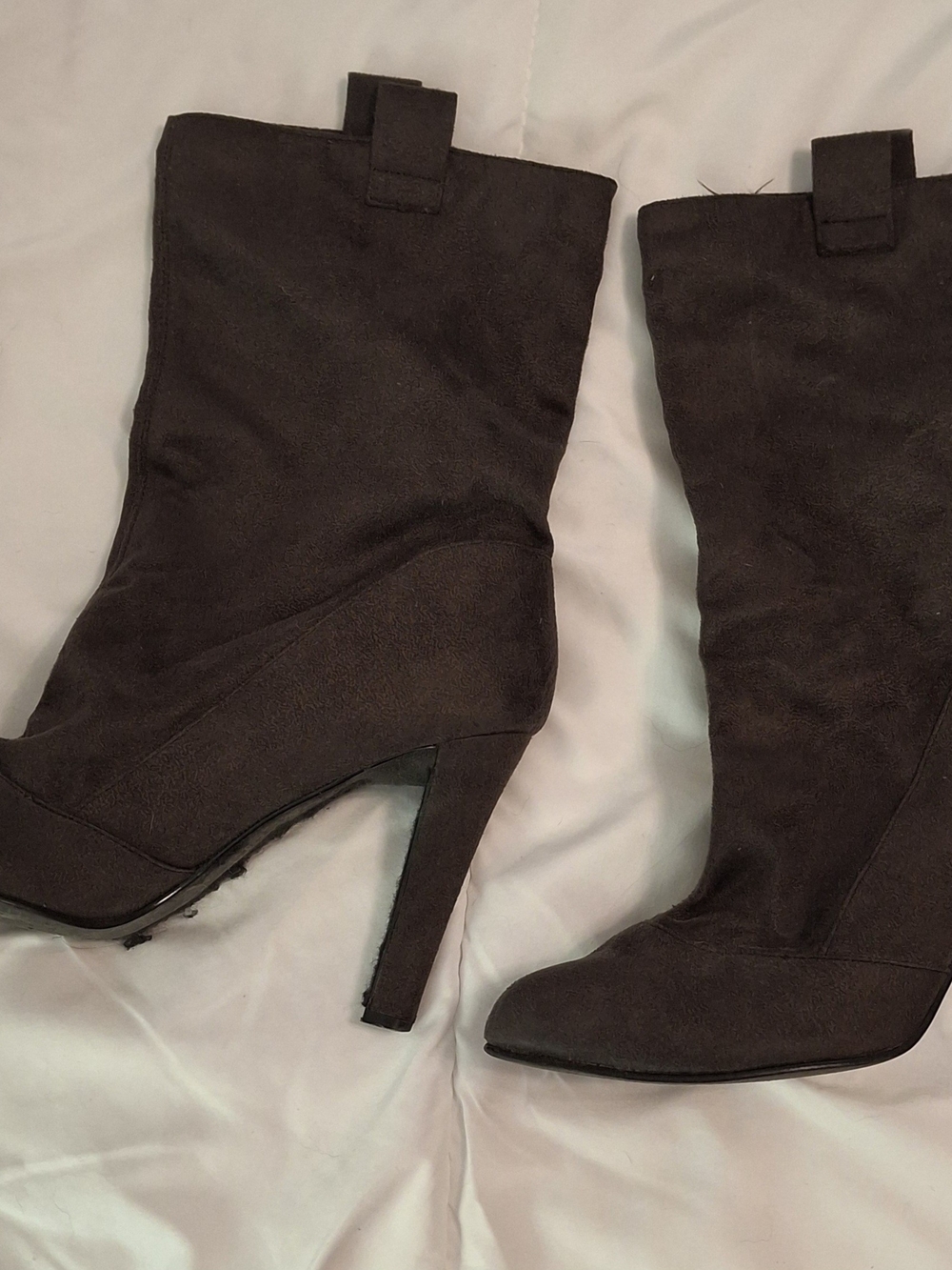 Black Mid-Calf High Heel Women's Boots